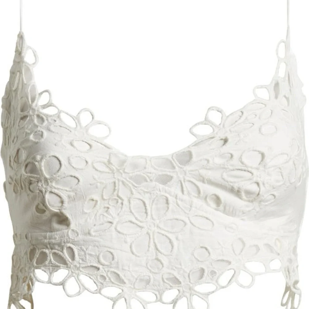 Free People Cream Floral Crochet Lace Bandeau Bralette